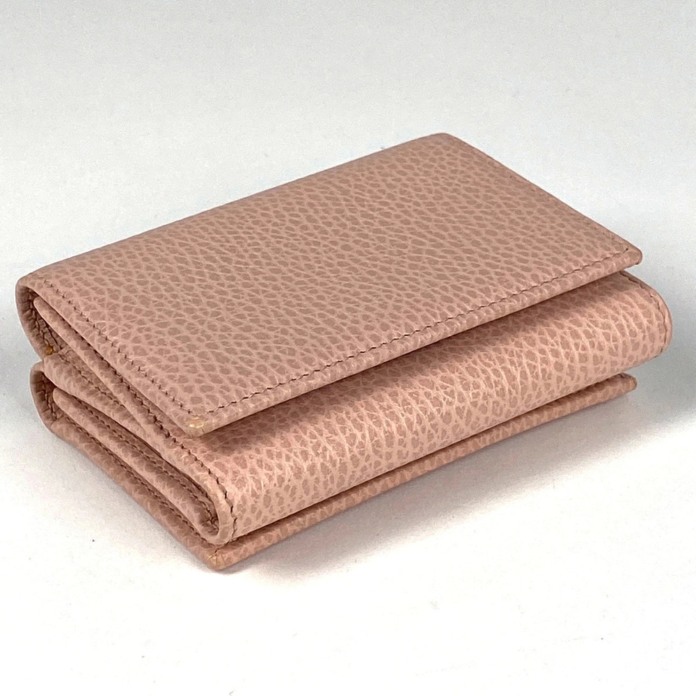 Gucci Compact Tri Marmont fold Leather GG Wallet Pink